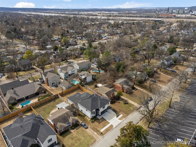 bird's eye view with a residential view