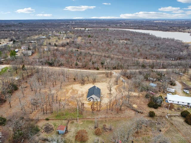 7890 N Oak Dr, Beggs, OK 74421 - bird's eye view with a water view and a rural view