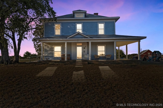 view of front facade featuring covered porch