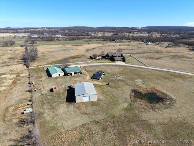 drone / aerial view featuring a rural view