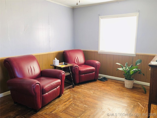 living area with wainscoting