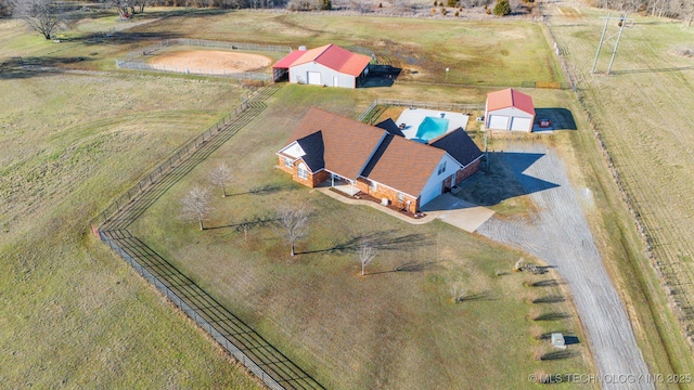 drone / aerial view with a rural view