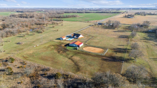 drone / aerial view featuring a rural view