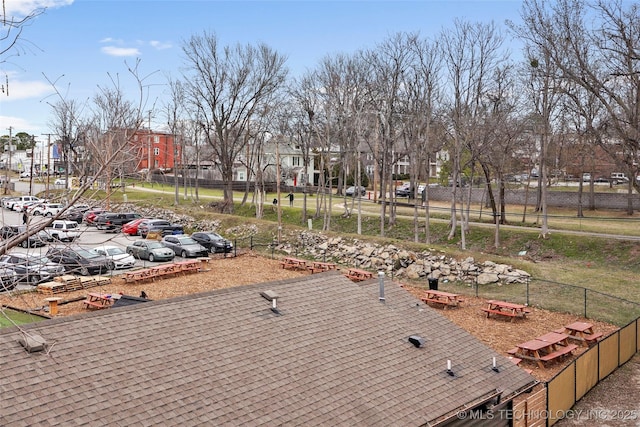 drone / aerial view with a residential view