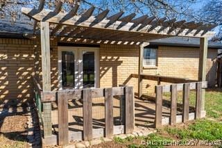 exterior space with a pergola