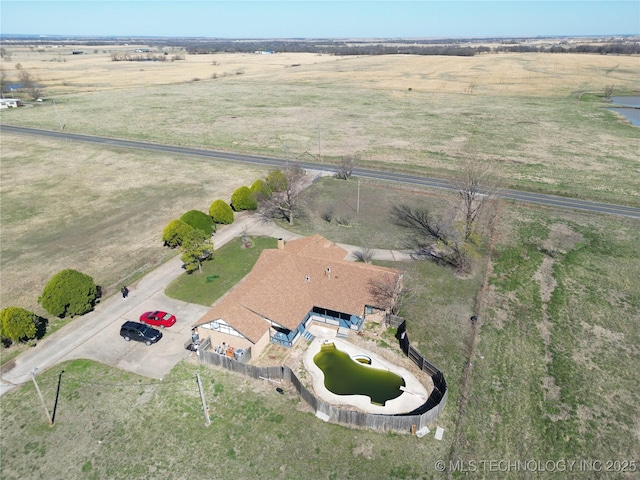 drone / aerial view with a rural view