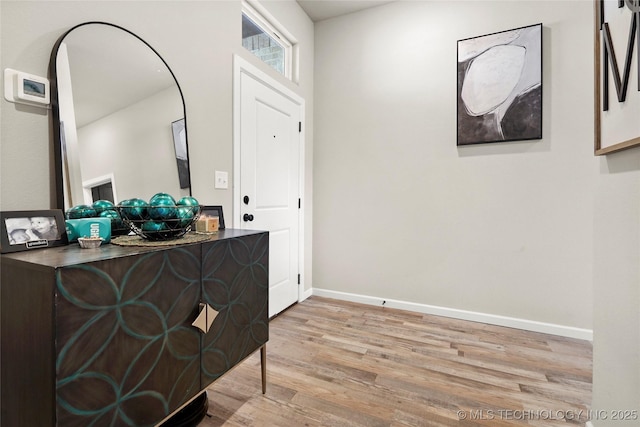 entrance foyer featuring baseboards and wood finished floors