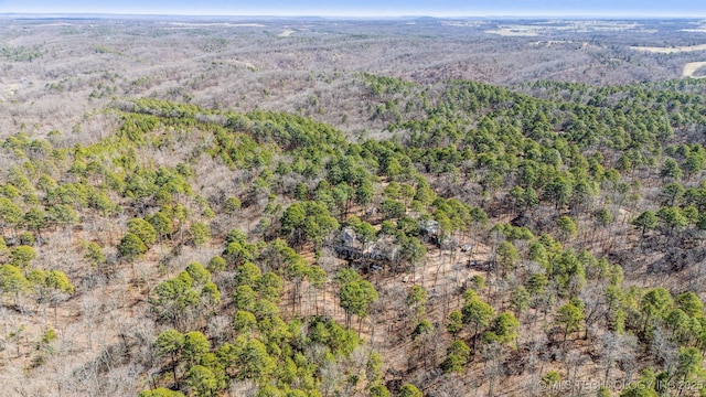 bird's eye view featuring a view of trees