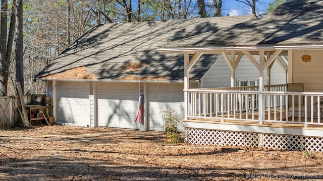 view of detached garage