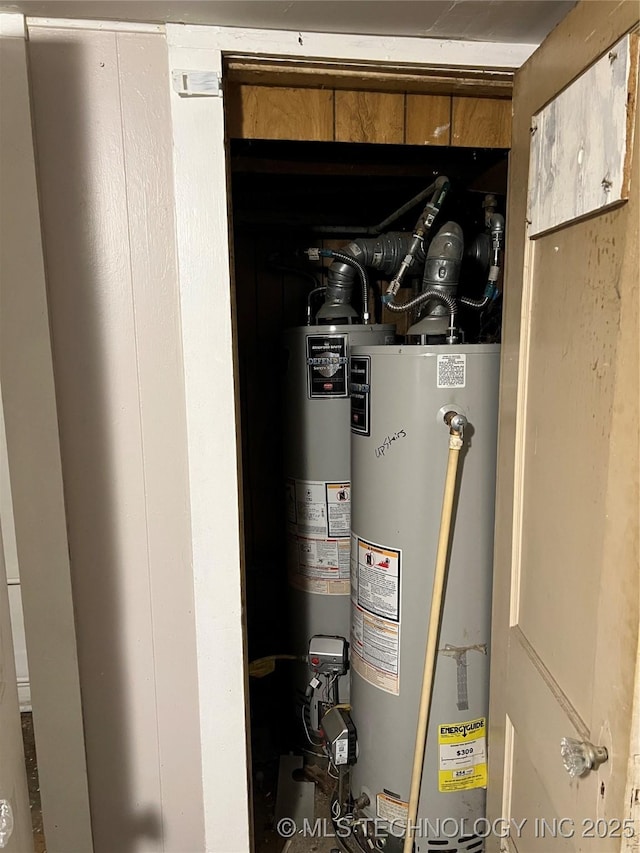 utility room with gas water heater