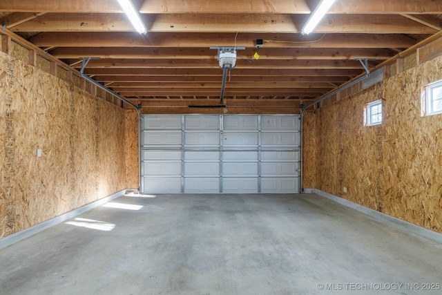 garage with a garage door opener