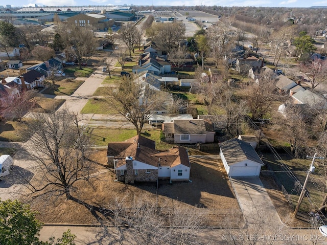 aerial view with a residential view