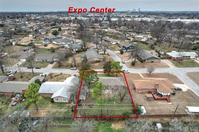 aerial view featuring a residential view