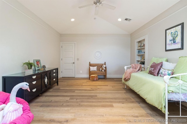 49721 E 95th Rd, Miami, OK 74354 - bedroom featuring recessed lighting, baseboards, lofted ceiling, and light wood finished floors