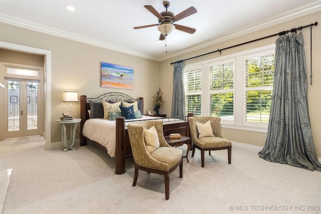 49721 E 95th Rd, Miami, OK 74354 - bedroom with light carpet, crown molding, and baseboards