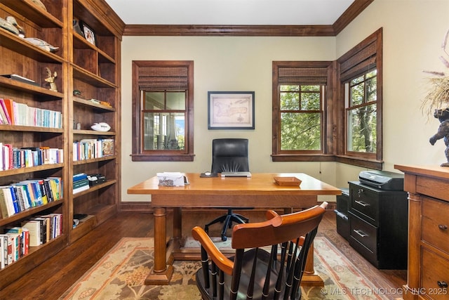 49721 E 95th Rd, Miami, OK 74354 - office area with wood finished floors and ornamental molding