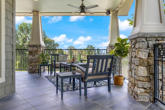 49721 E 95th Rd, Miami, OK 74354 - balcony featuring ceiling fan
