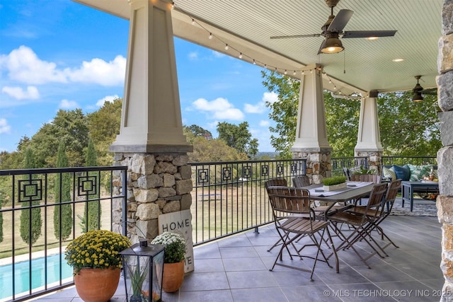 49721 E 95th Rd, Miami, OK 74354 - view of patio / terrace with a ceiling fan