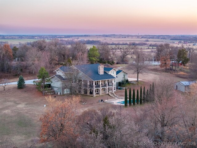 drone / aerial view featuring a rural view