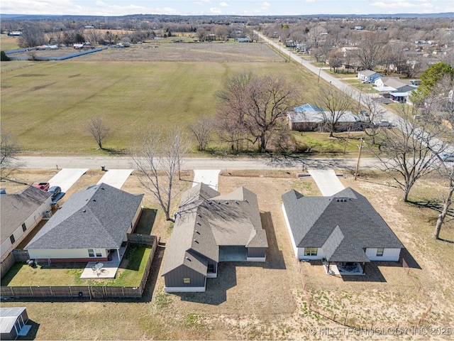 aerial view featuring a rural view