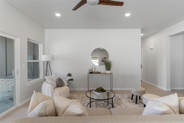 9545 S Cincinnati St, Sperry, OK 74073 - living room with ceiling fan and recessed lighting