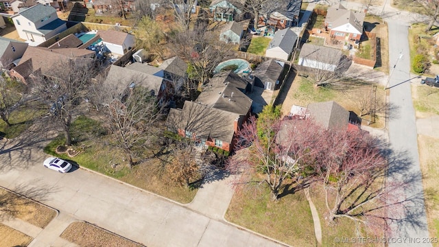 aerial view with a residential view