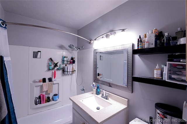 full bathroom with vanity and shower / bathtub combination