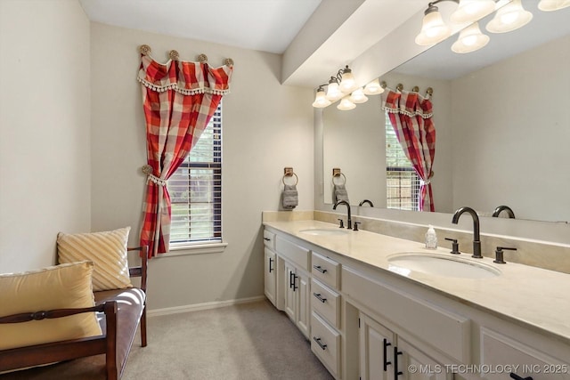 full bathroom featuring plenty of natural light, a sink, and double vanity