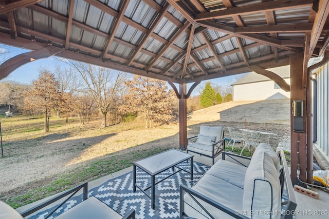 view of patio / terrace featuring a gazebo and an outdoor living space