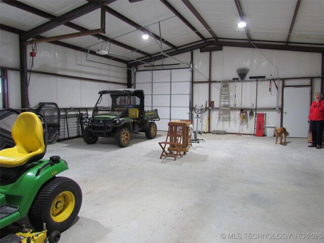 garage with metal wall