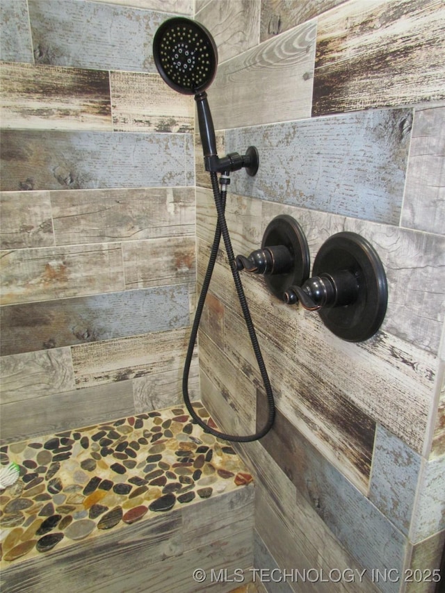 interior details with tiled shower