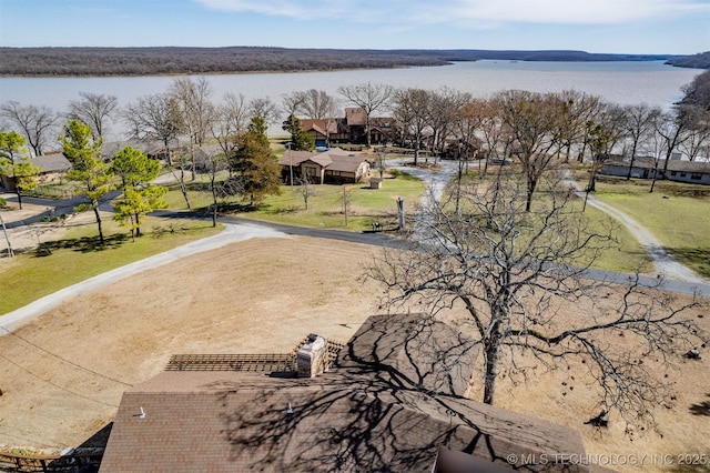 bird's eye view featuring a water view