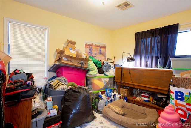 bedroom with visible vents