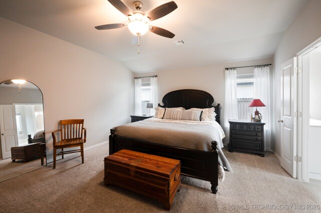 5117 S Nassau Ave, Sand Springs, OK 74063 - carpeted bedroom with lofted ceiling and ceiling fan