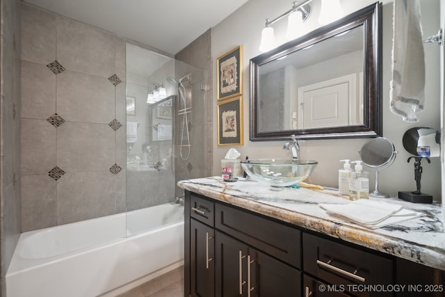 full bath featuring shower / tub combination and vanity