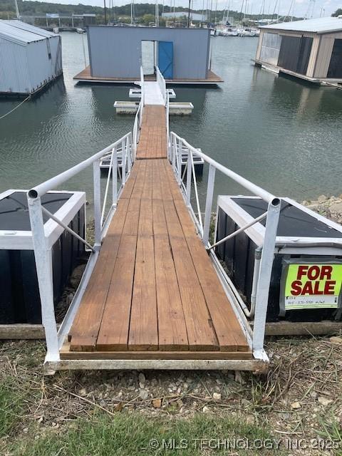 view of dock featuring a water view