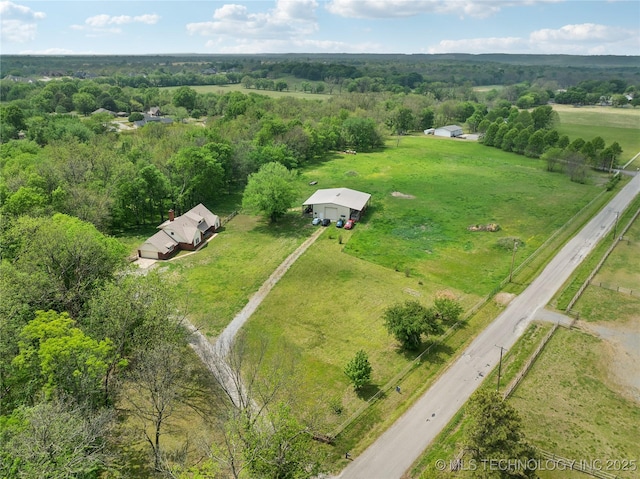 aerial view featuring a rural view