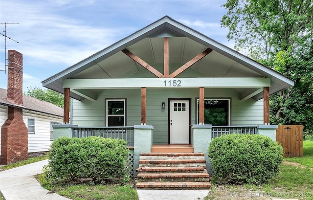 view of front of property with a porch