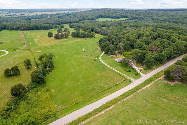 bird's eye view with a rural view