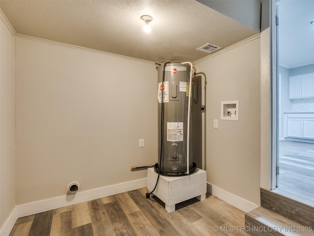 utility room featuring visible vents and electric water heater