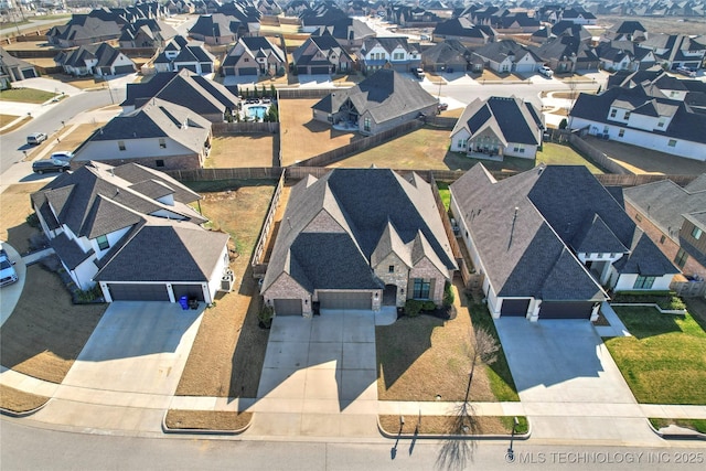 aerial view with a residential view