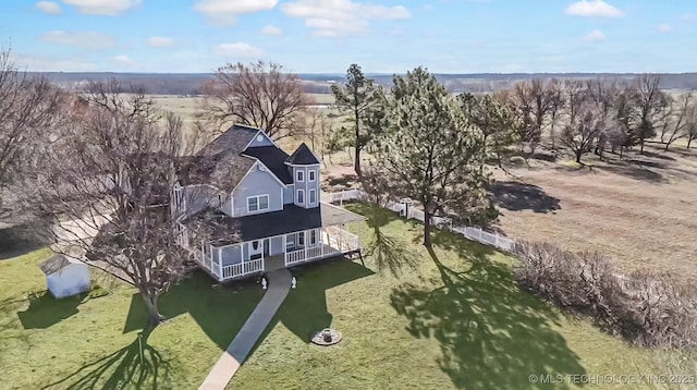 drone / aerial view featuring a rural view