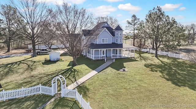 exterior space featuring fence private yard and covered porch