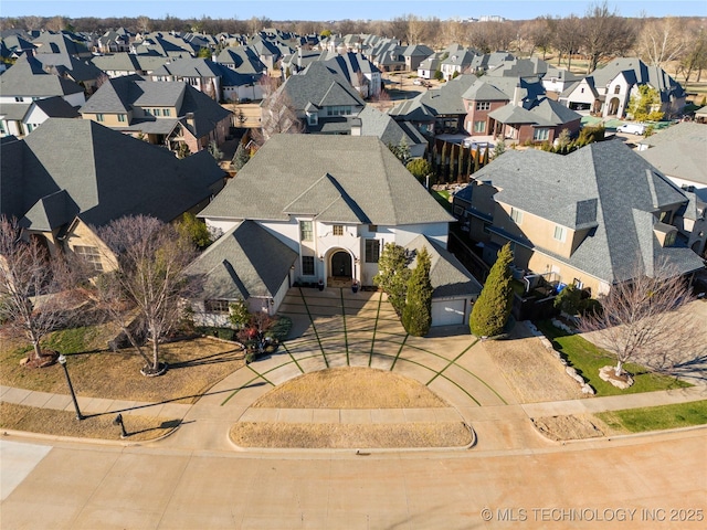 bird's eye view featuring a residential view