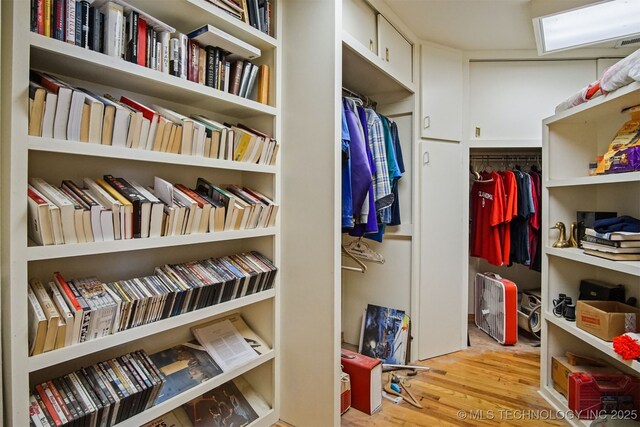 walk in closet featuring wood finished floors