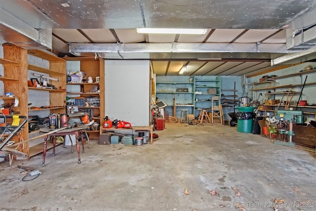 interior space with a workshop area