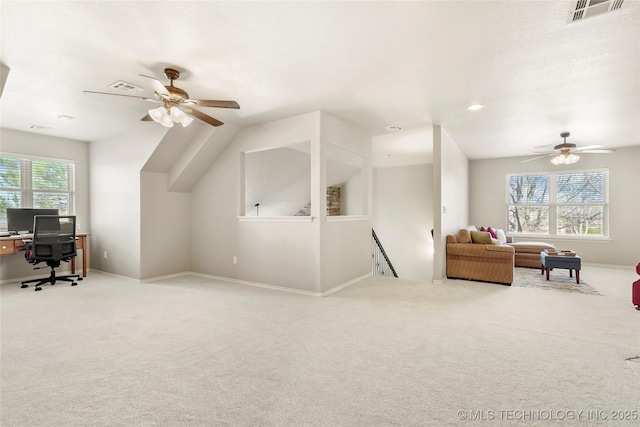 office with visible vents and carpet floors