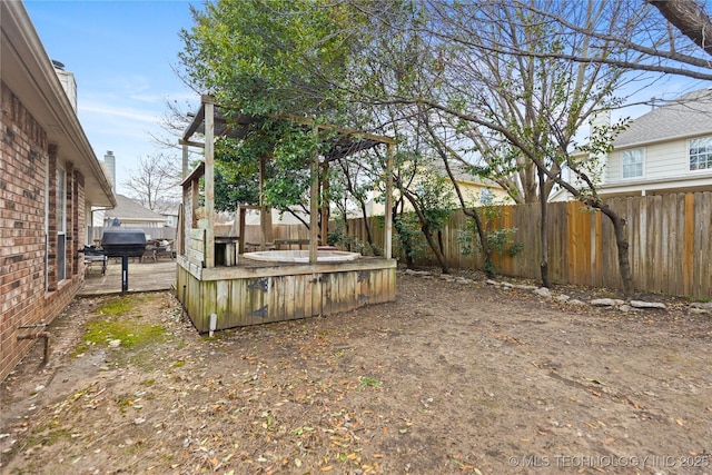 view of yard with a patio and a fenced backyard