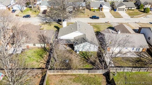 bird's eye view with a residential view