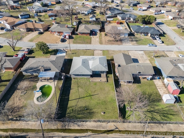 aerial view with a residential view